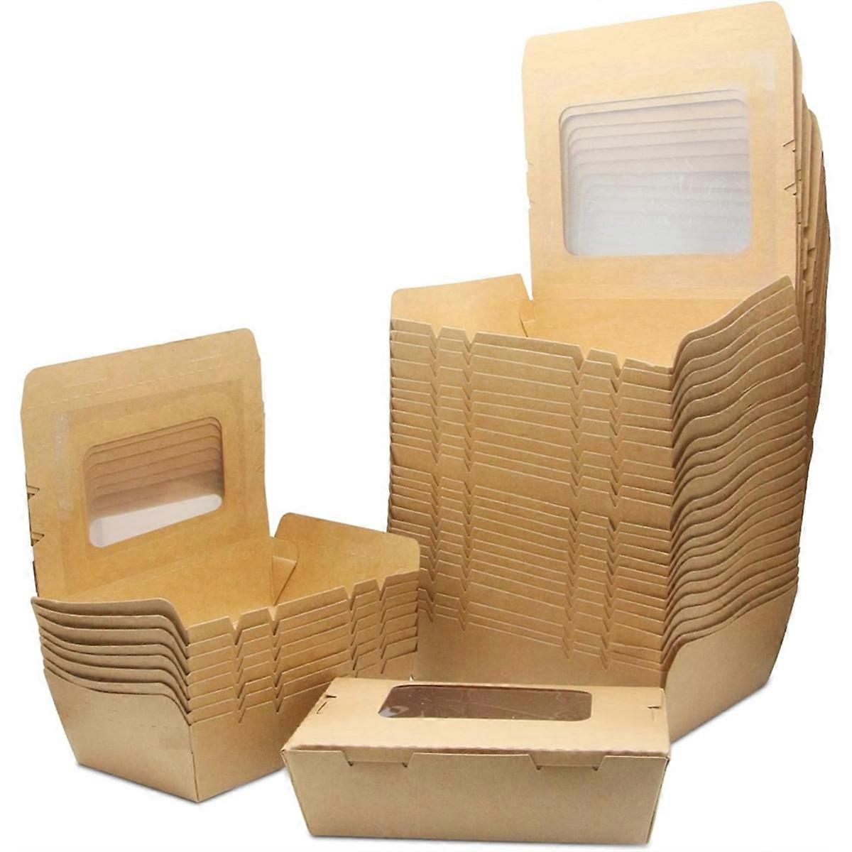 Salad Boxes Takeaway, 50 PCS 500ml Takeaway Box, with Window, Oil and Water Proof, for Sandwich, Ch