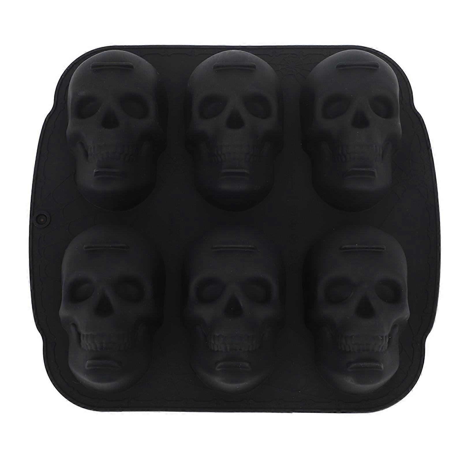 Skull Head Baking Mold Soft Silicone Halloween Skeleton Head Cake Mold for Cake Biscuit Chocolate Candy Ice