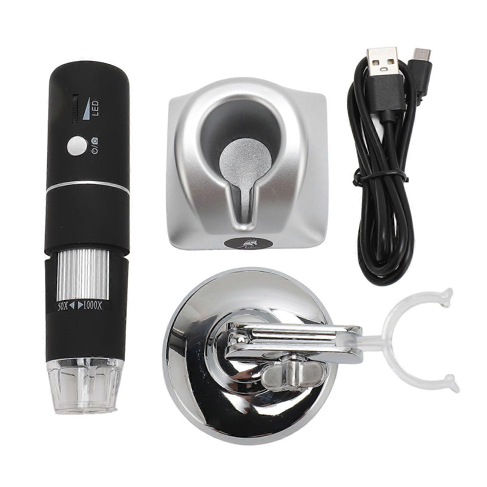 Wireless Digital Microscope 1000X Magnification 1080P HD WiFi Microscope Camera with 8 LED Light For Phone Computer