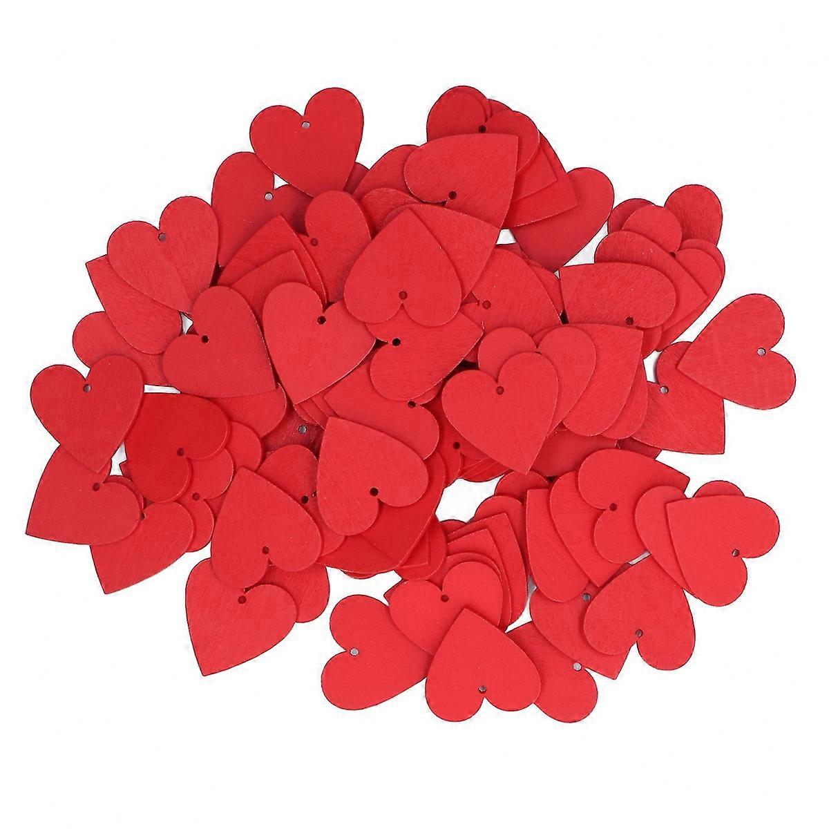 100Pcs Wooden Hearts Blank Glossy Surface Durable Eco Friendly Wide Application Wooden Tags for DIY Gifts Craft