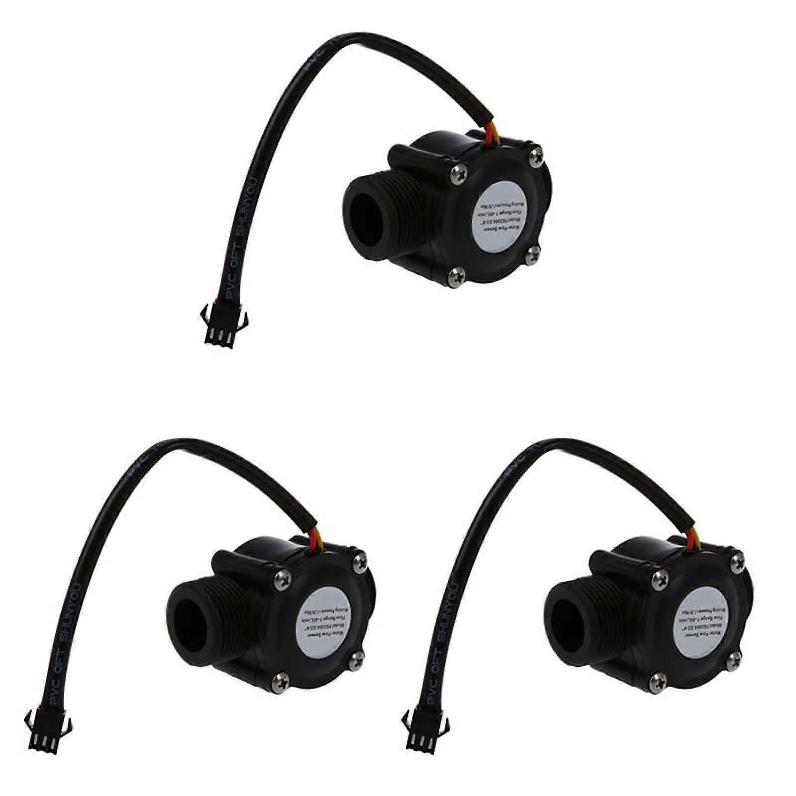 3X 1-60L/Min DC 5-24V Hall Effect Water Flow Sensor Counter Meter FS300A