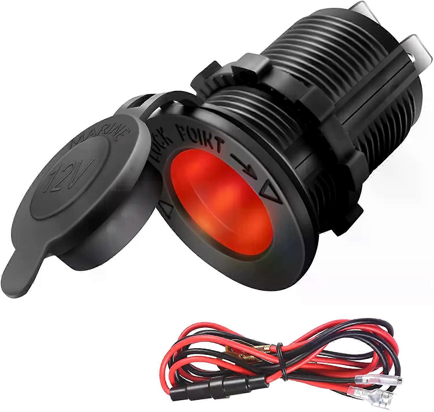 Cigarette Lighter Socket Car Marine Motorcycle ATV RV Lighter Socket Power Outlet Socket Receptacle 12V Waterproof Plug