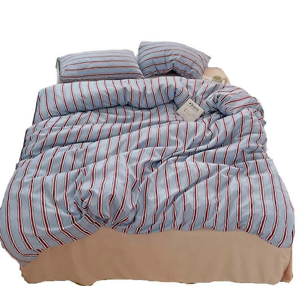 Striped Minimalist Linen Microfibre Bed Linen Down Cover Set With Pillowcase 135x20080x80