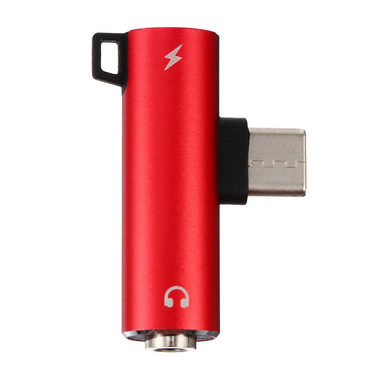 Type-C Earphone Adapter for Music Charging Use 2Pcs Red Accessories