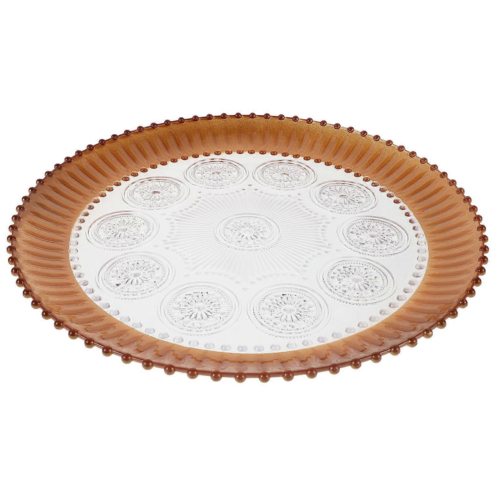 Round Fruit Tray with Gold Trim Serving Plate for 4Pcs