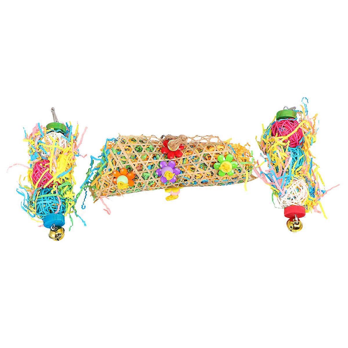 Small Bird Tools Bamboo Chew Toys Colorful Balls 6Pcs for Parrot Use
