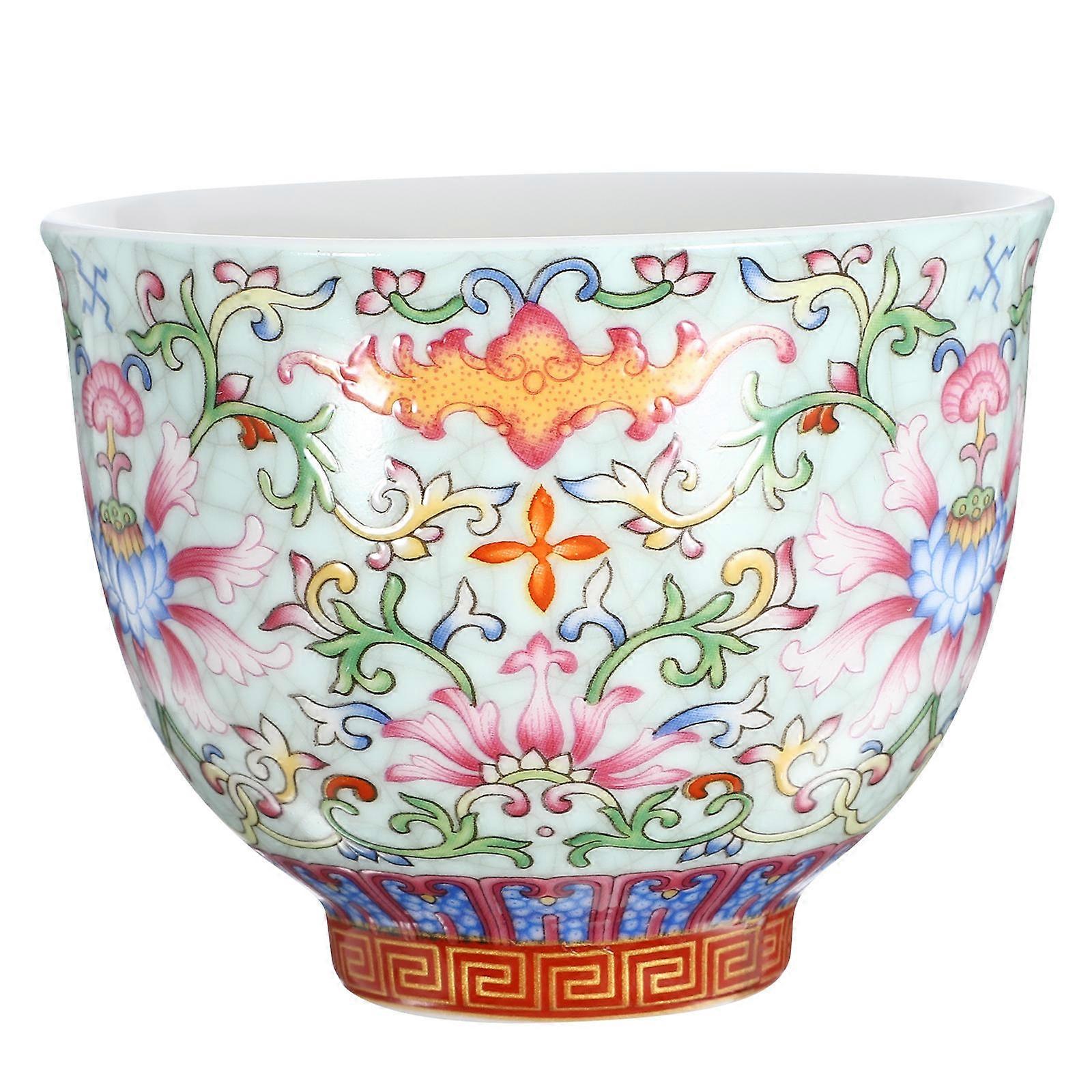 Kung Fu Teaware for Tea Ceremony 5Pcs Ceramic Flower Pattern Cups