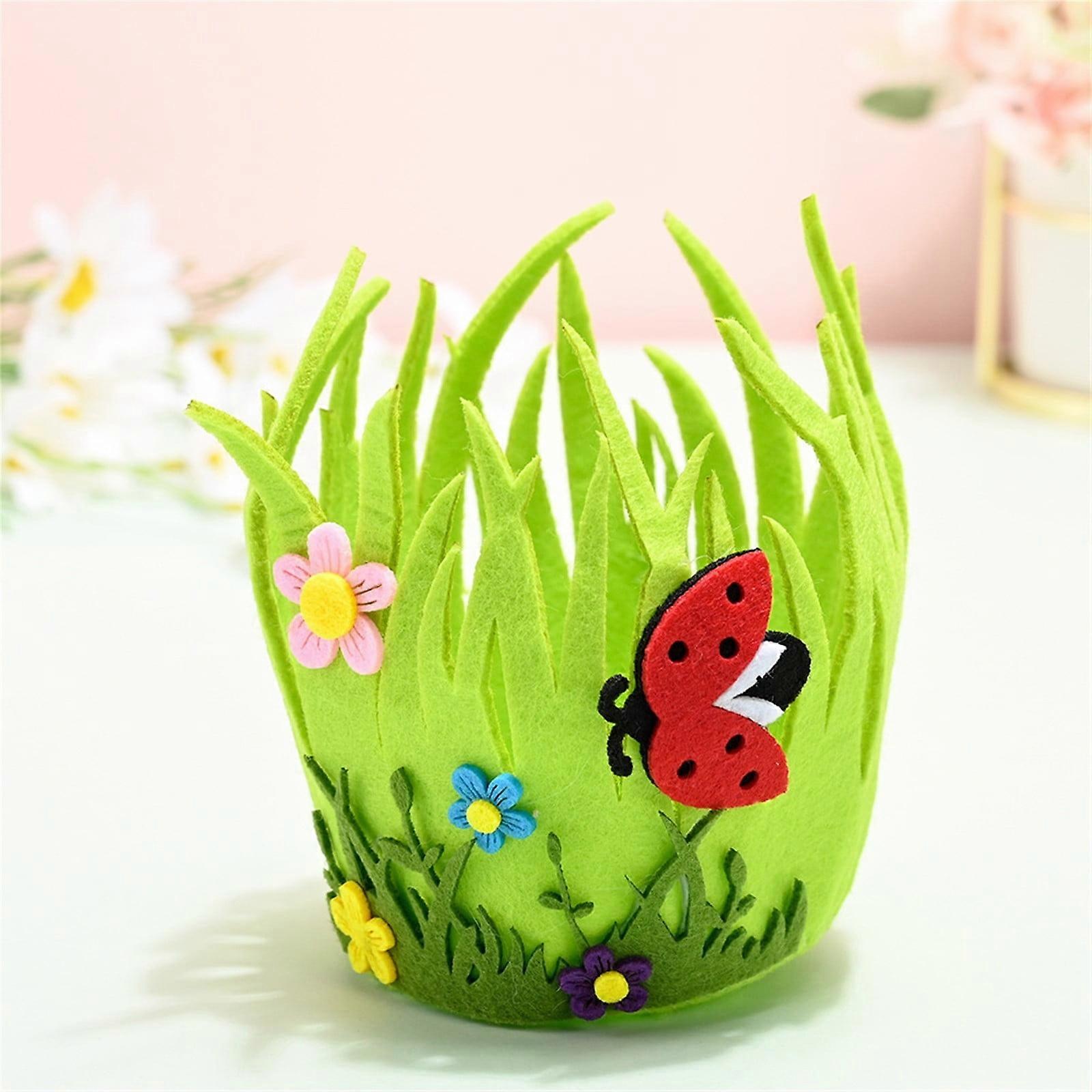 feimajia Easter Decorations Easter Round Portable Non-woven Bucket Easter Decorations
