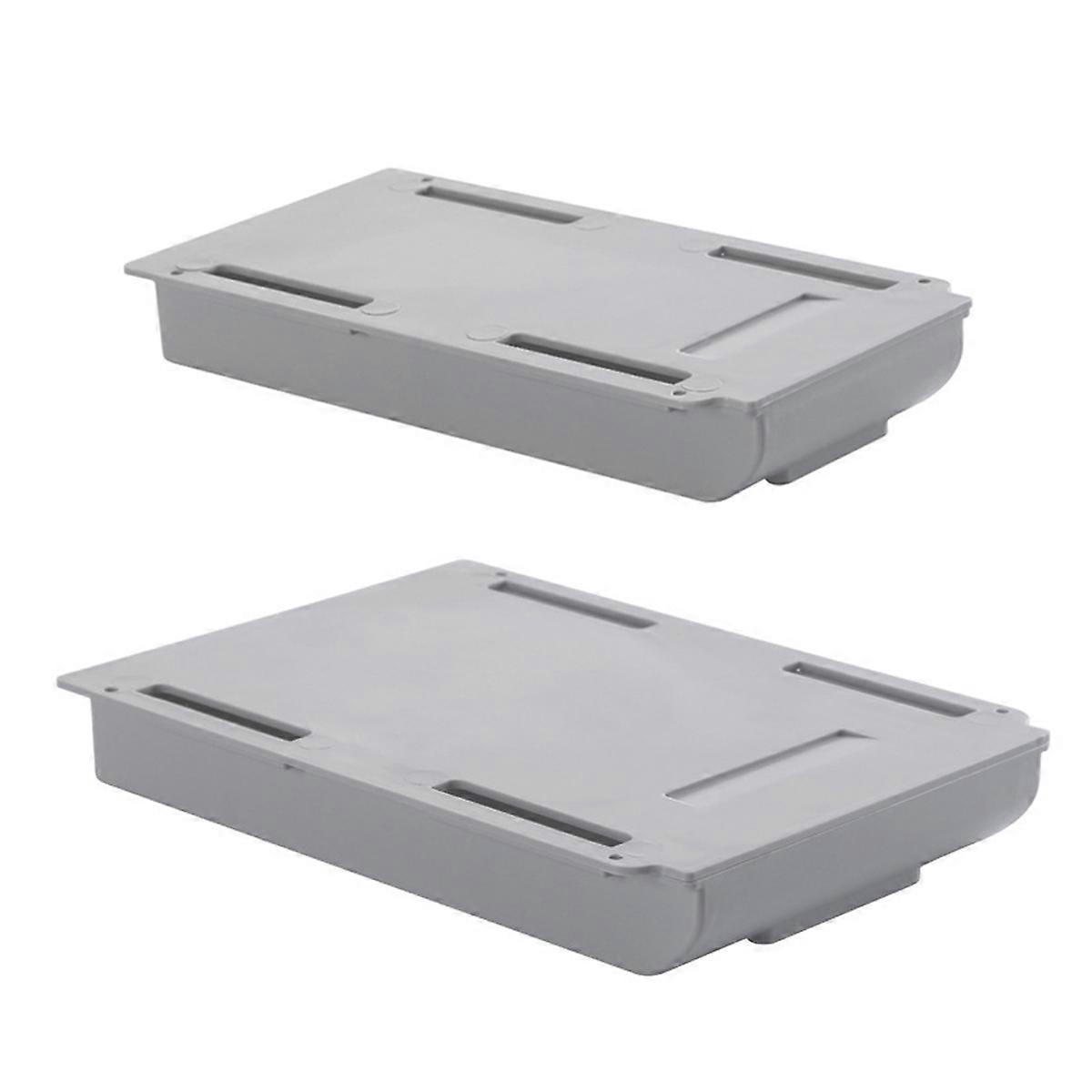 Self-adhesive Under Desk Storage Drawer 2Pcs Grey Pull-out Solution 21.8X11.0CM Ideal for Office Workers and Students