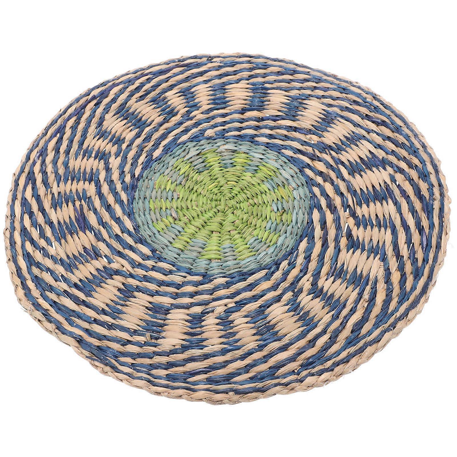 Colorful Round Sea Grass Placemats for Table Protection 2Pcs Dining Mats