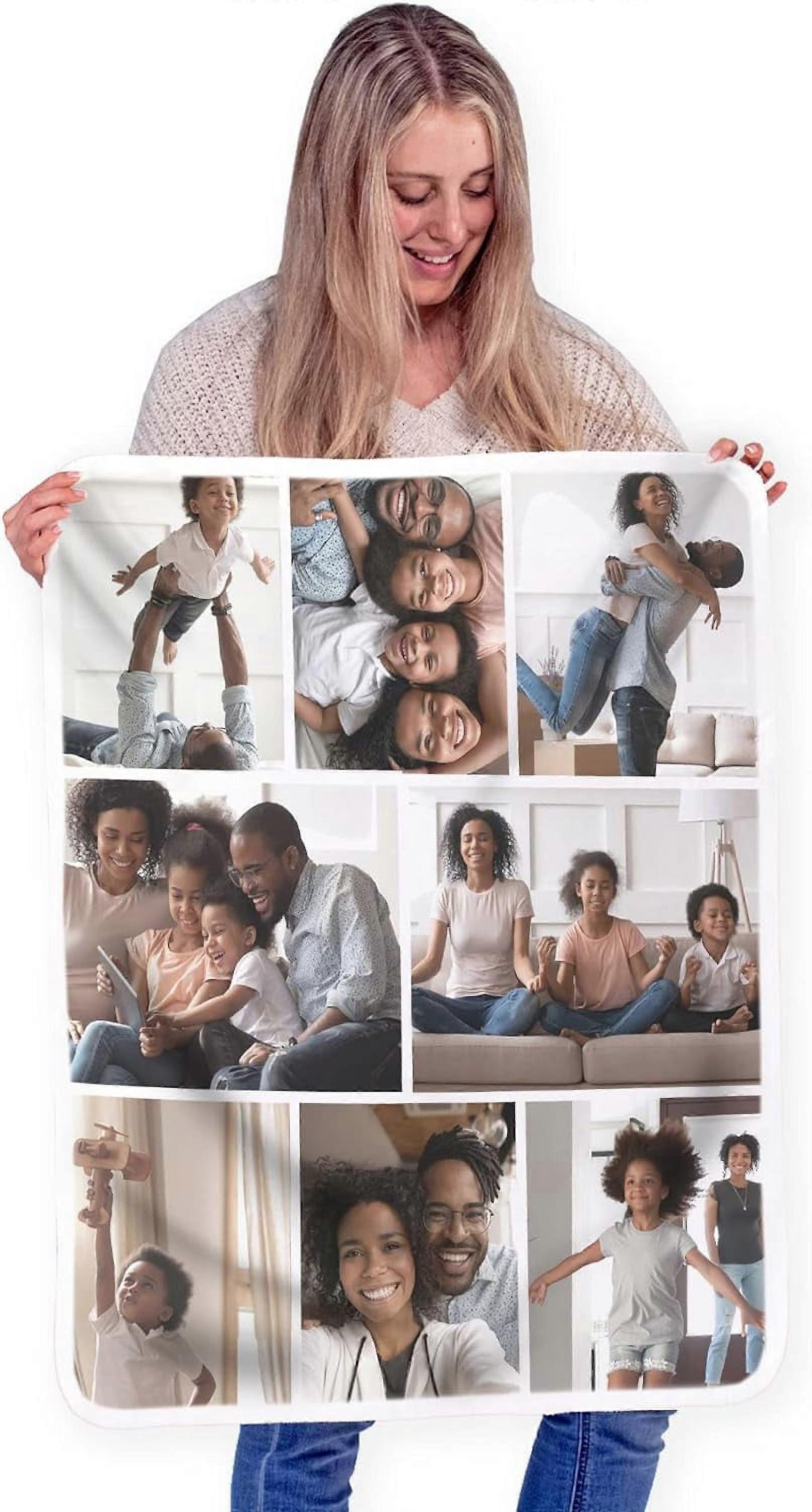 Custom Blanket Photos and Text, Fully Customizable with Your Pictures and Message, Soft Sherpa Fleece Throw, 50" x 60"