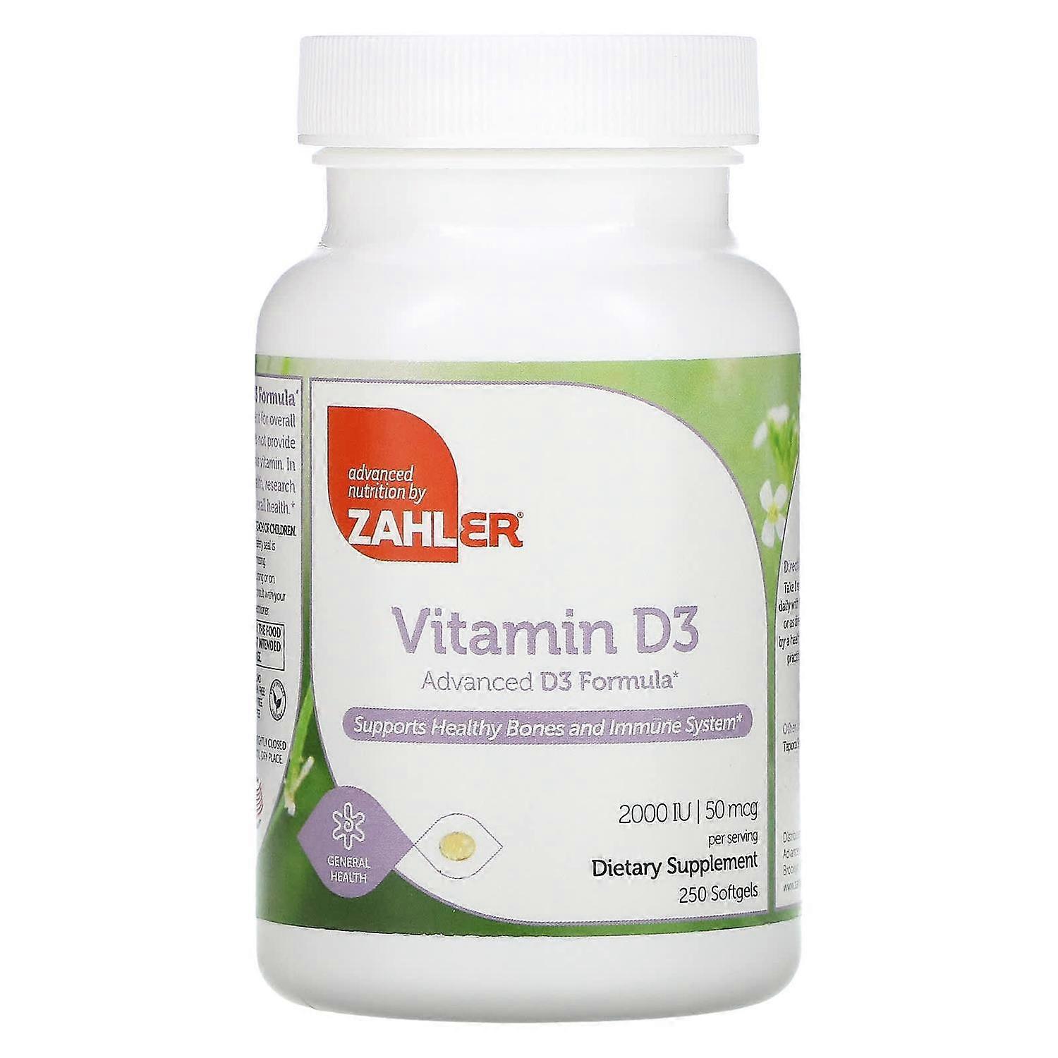 Zahler, Vitamin D3, Advanced D3 Formula, 50 mcg (2,000 IU), 250 Softgels