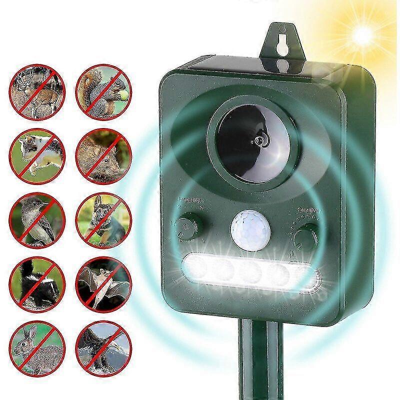 Solar Powered Ultrasonic Insect Repellent with Sound Motion Sensor and Flash for