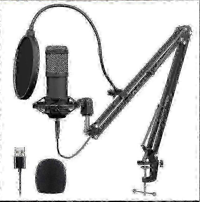Professional USB Podcast Microphone Kit with Sound Card-for PC Streaming (Boom Arm Shock Mount Pop Filter) miao8