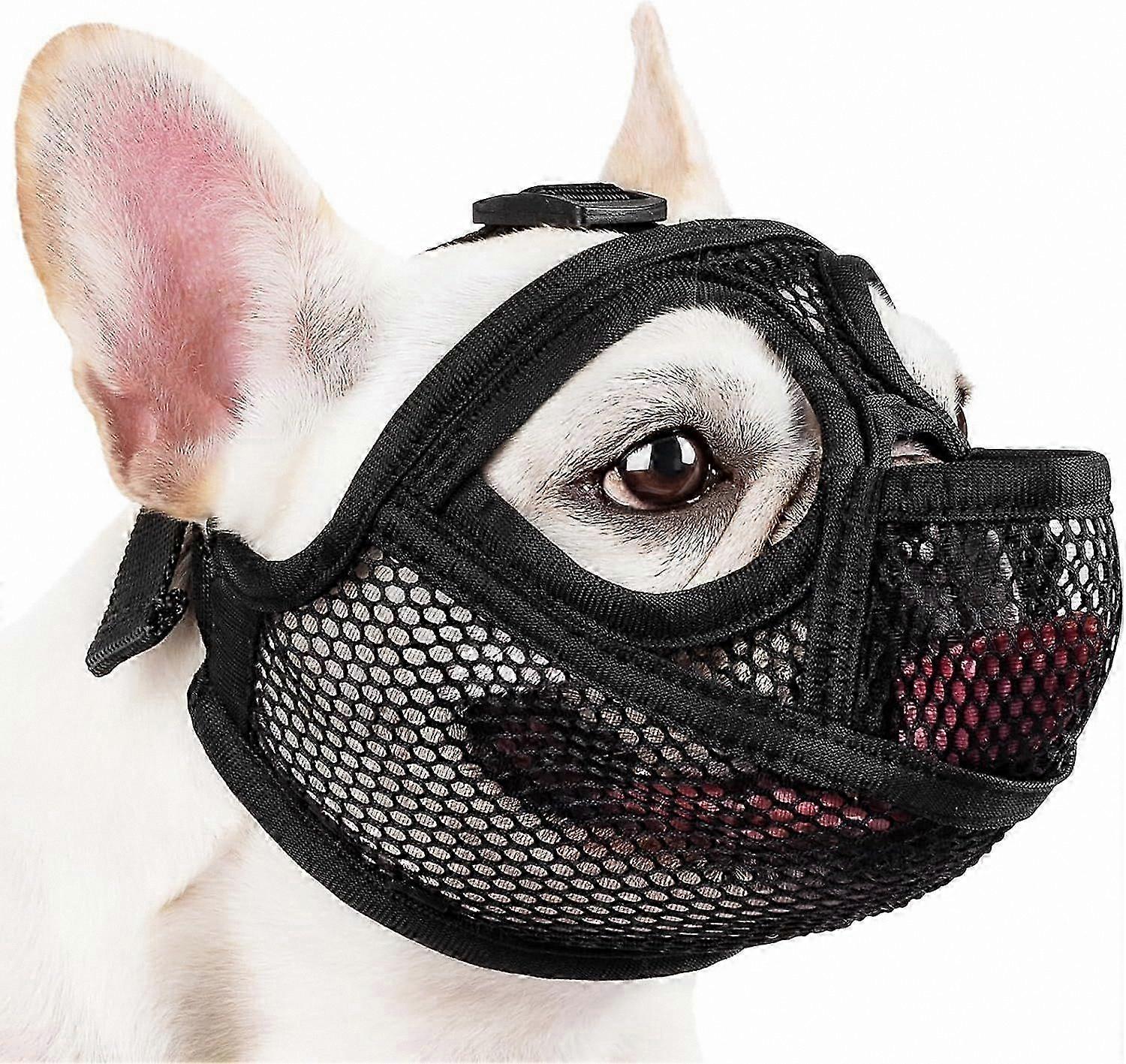 Short Snout Dog Muzzle for French Bulldog, English Bulldog, Shih Tzu - Anti-Bite Mesh with Tongue Out Design