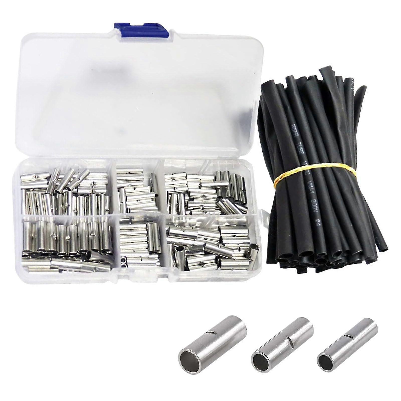 200PCS Electrical Wire Crimps Connector Rings Tin Plated Wire Terminals With 45 Heat Shrink Tubes For Wiring Projects