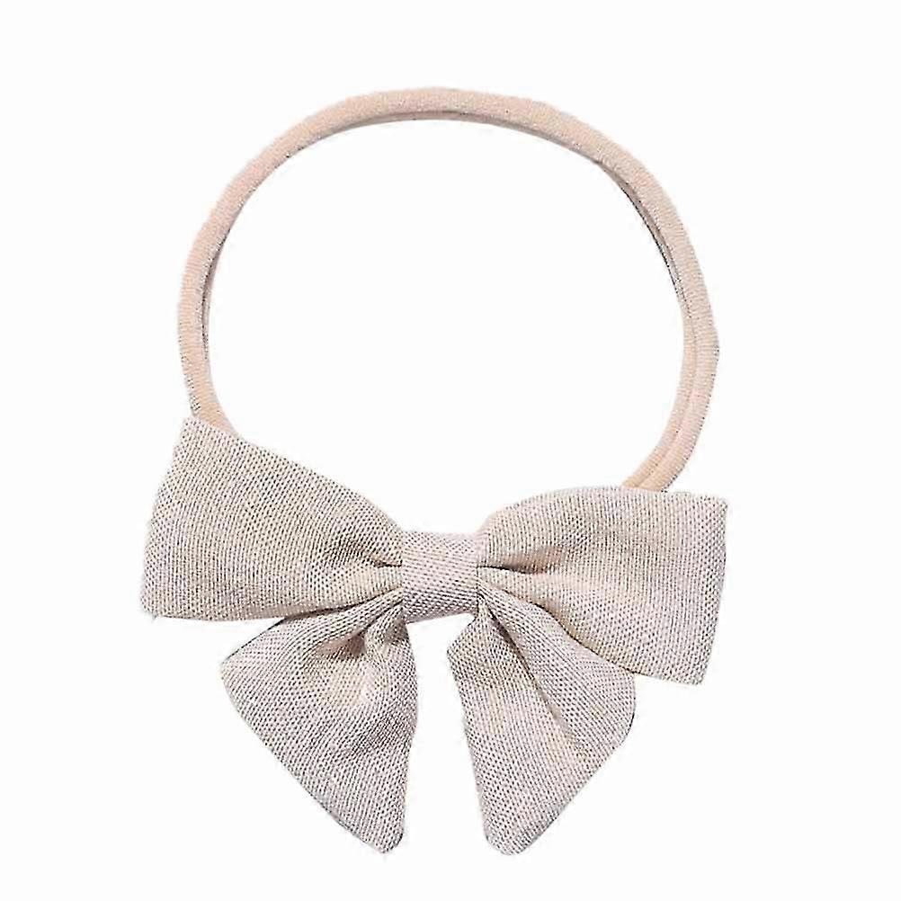 Handmade Fabric Headband with Bow Breathable and Comfortable Hair Accessory for Newborn Infant Toddler(Beige)