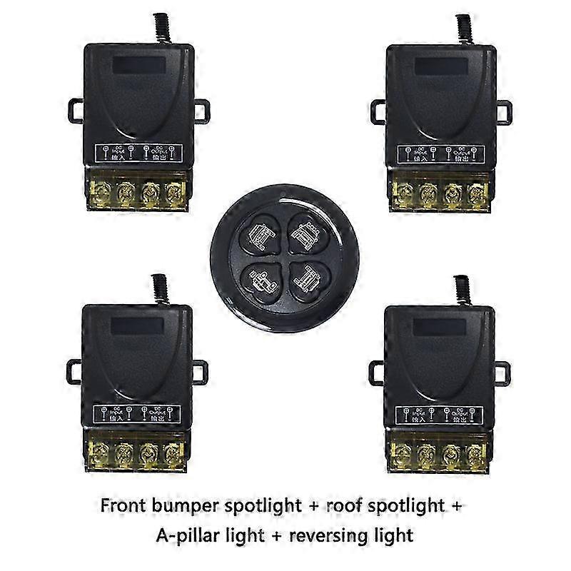 1 Set 12V-24V Spotlight Power Supply Front Bumper Light LED 4 buttons headlight Wireless Remote Control Switch For Automotive 25-26s