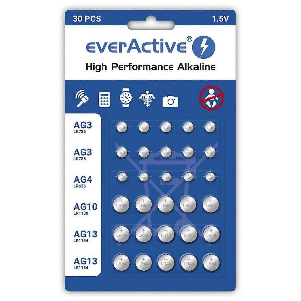 Μίνι αλκαλική μπαταρία Σετ Everactive 10 x G3 / Lr41, 5 x G4 / Lr626, 5 x G10 / Lr1130, 10 x G13 / Lr1154