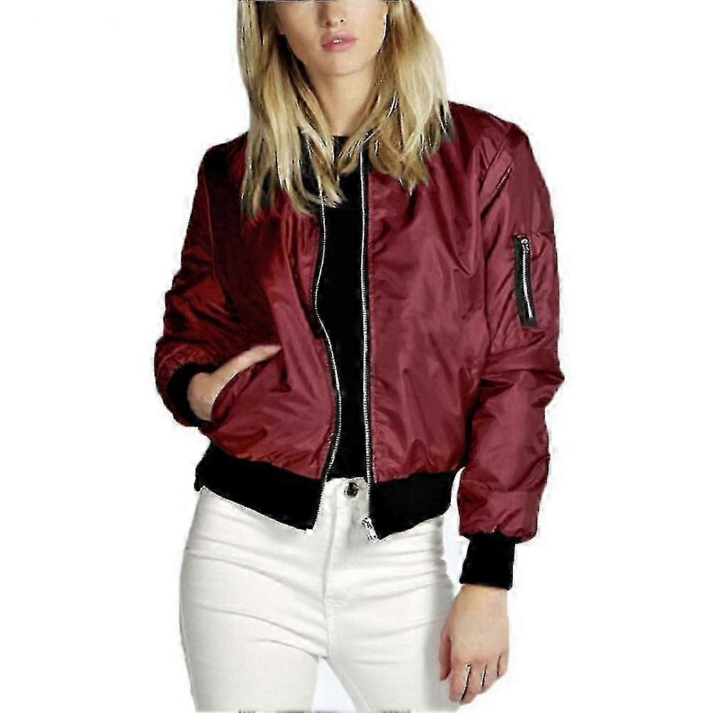 Yynuda Womens Classic Solid Biker Zip Up Crop Bomber Jacket Coat