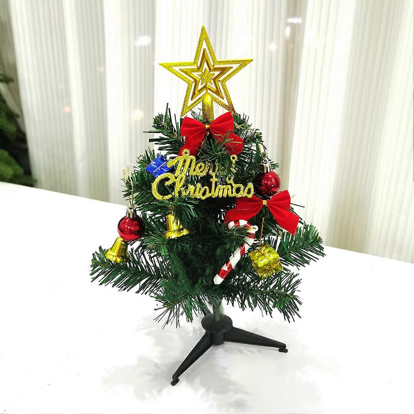 Mini Artificial Christmas Tree with LED Lights, Warm White, Realistic & Reusable, Easy Assembly, Desktop Decor, Compatible with SUSUchens