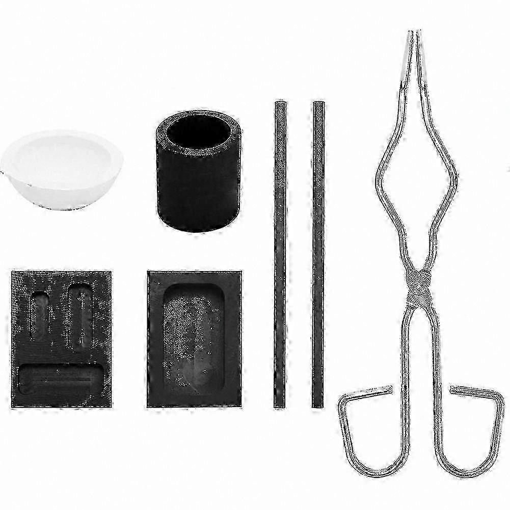 6-Piece Graphite Crucible Kit for Melting and Casting Includes Square Mold Tools
