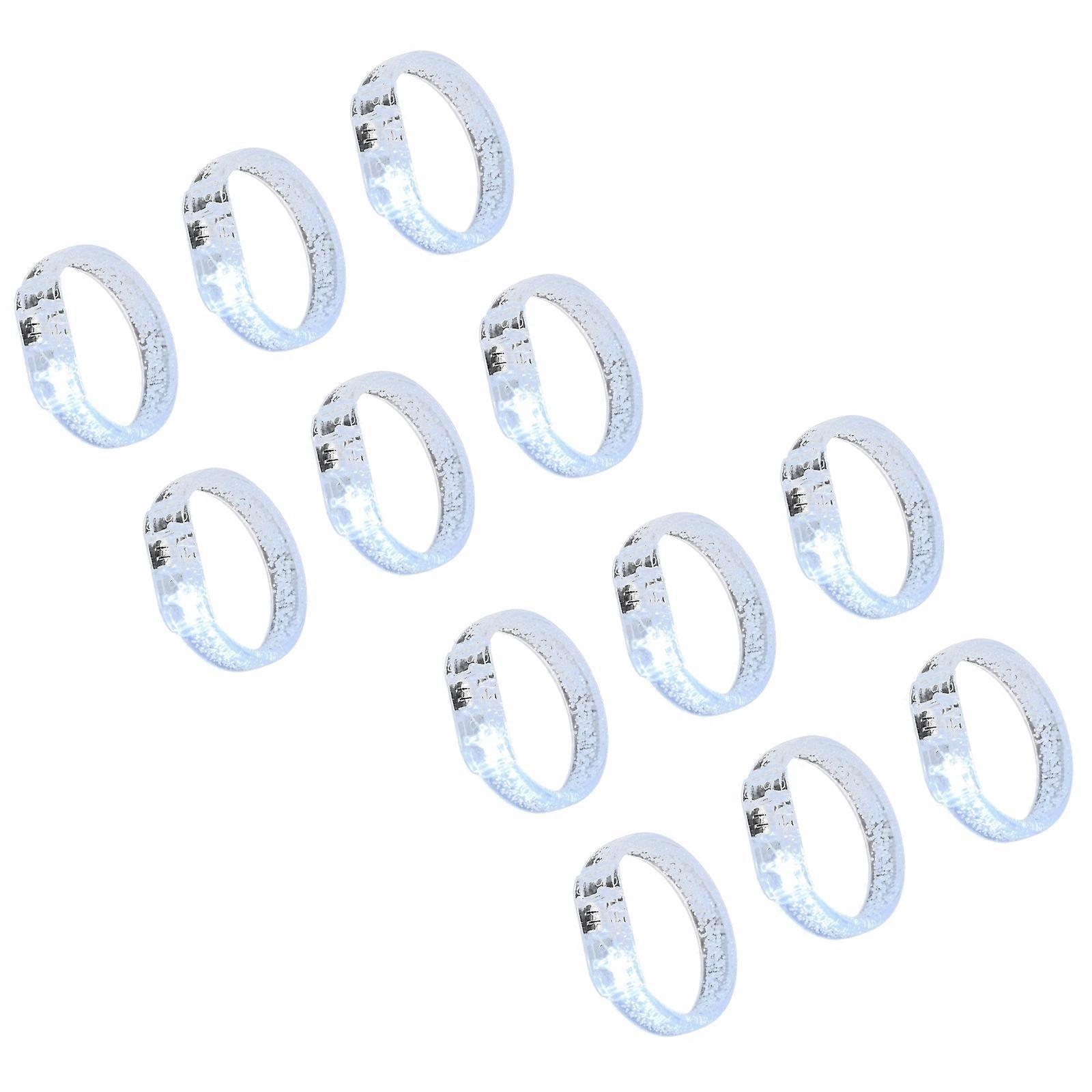 12 Light Up Bracelets For Night Parties Concerts Glowing Wristbands With Replaceable Battery Acrylic Design Multicolored LED Effect  White