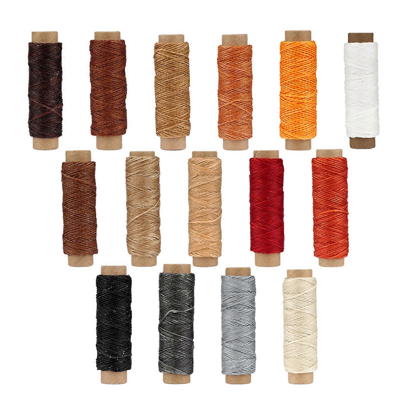 15 Colors Waxed Thread Leather Sewing Thread Waxed Cord Leather Repair Weave String for Bookbinding Bracelets Craft Multicolor
