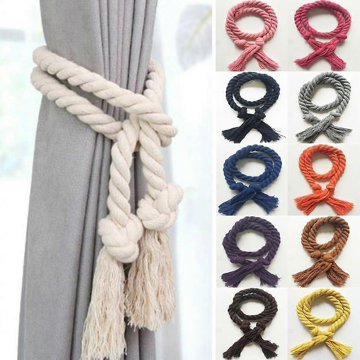 Visland Curtain Tiebacks Natural Cotton Rural Style Solid Color 2 Count