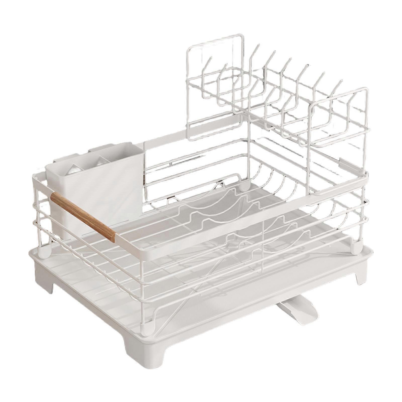 Rustproof Dish Rack For Utensils and Plates Drying Space Optimization Solution Easy Assembly Plates Bowls Organizer  White