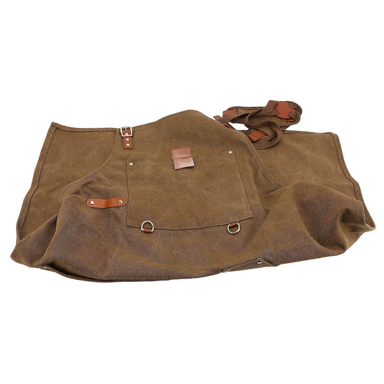 Tool Apron Waterproof Canvas Apron with 8 Pockets and Magnetic Pocket Adjustable Cross Back Strap fo