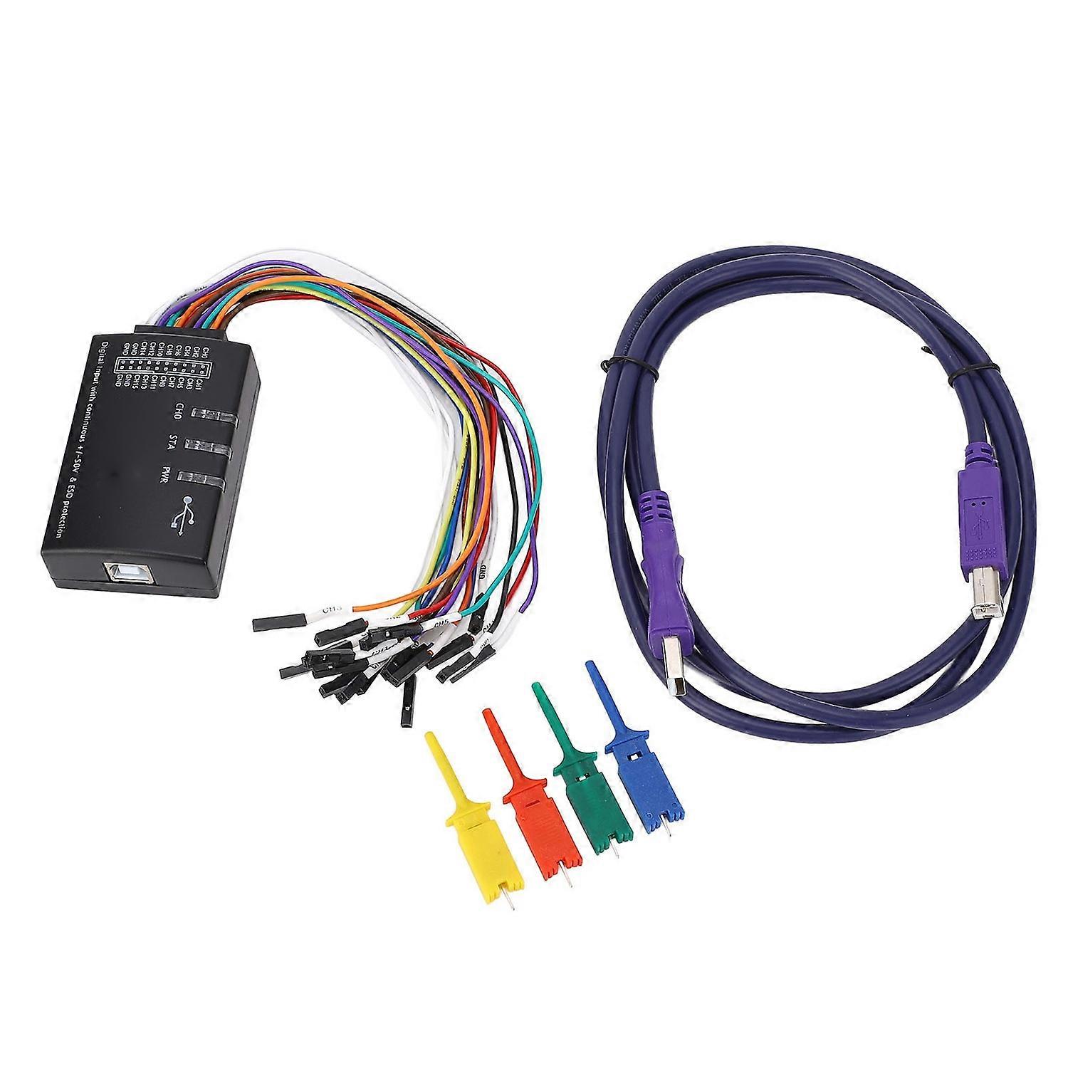 Logic Analyzer 16 Kanal 100M Samplerate Kompakter USB-Logikanalysator für Windows