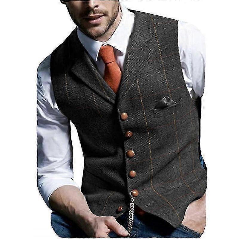 Erkek Ekose Damat Yelekleri Tüvit İş Elbisesi Düğün Smokin Yelek