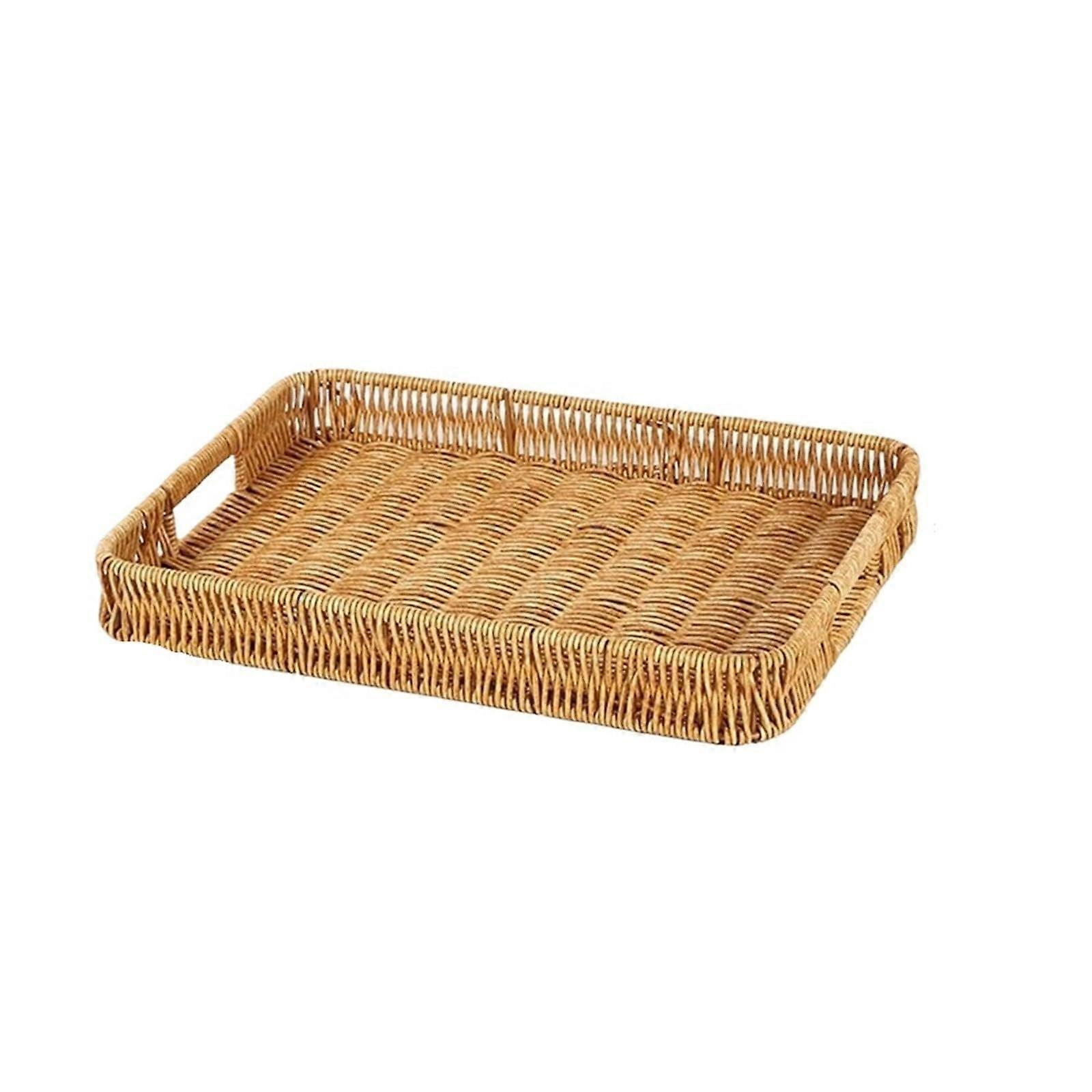 Food Plate Handwoven Rattan Storage Tray Round Shape Wicker Basket Home Organizing Size 4.5x25.5x35cm
