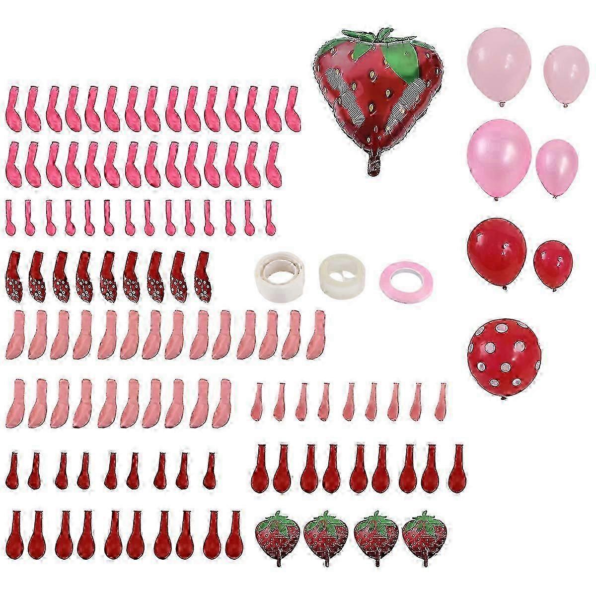 Strawberry Balloon Arch, Strawberry Decorations Kit(128Pcs)
