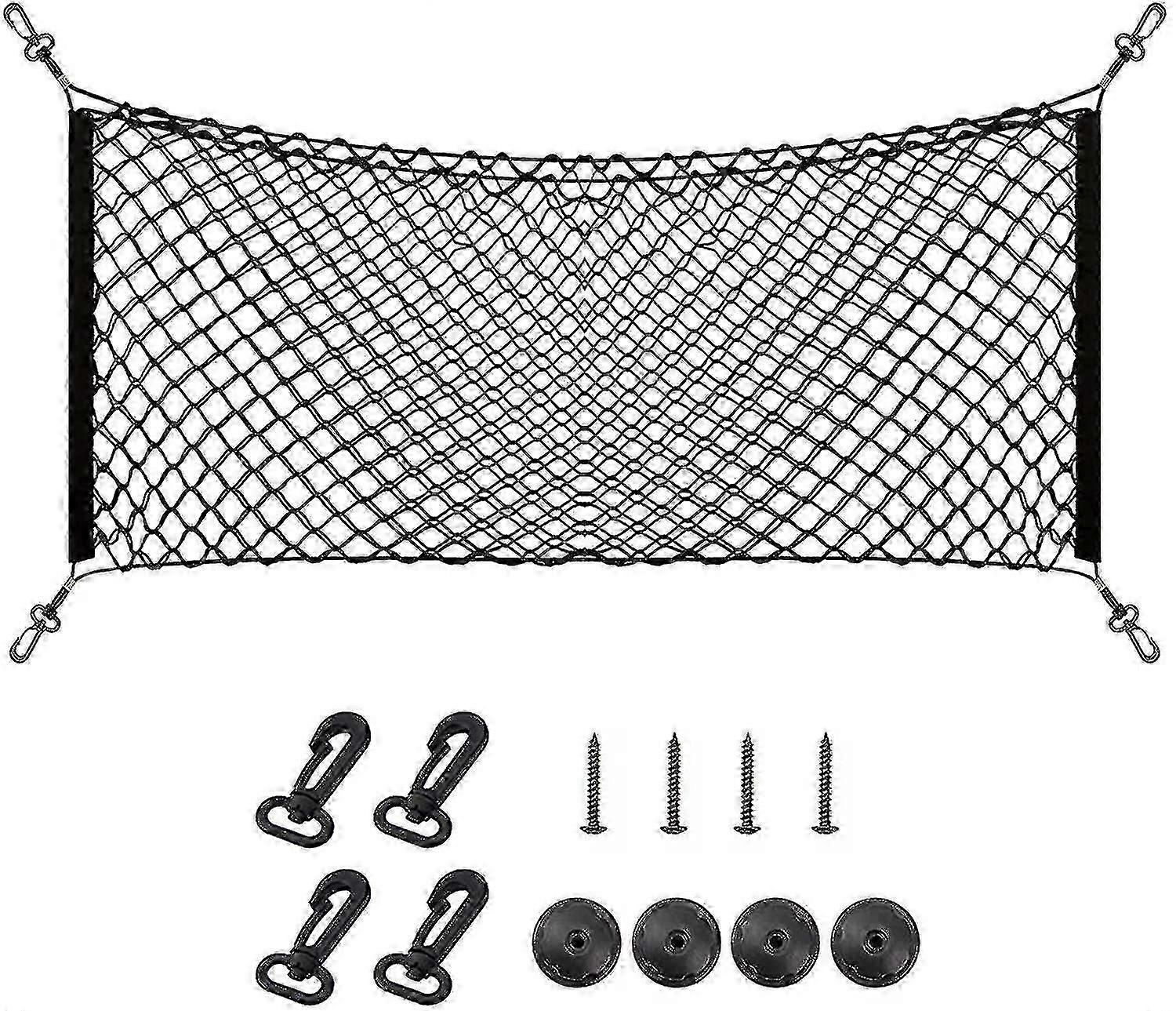 3 Pocket Trunk Net Organizer Stretchable Heavy Duty Cargo Storage Mesh Net