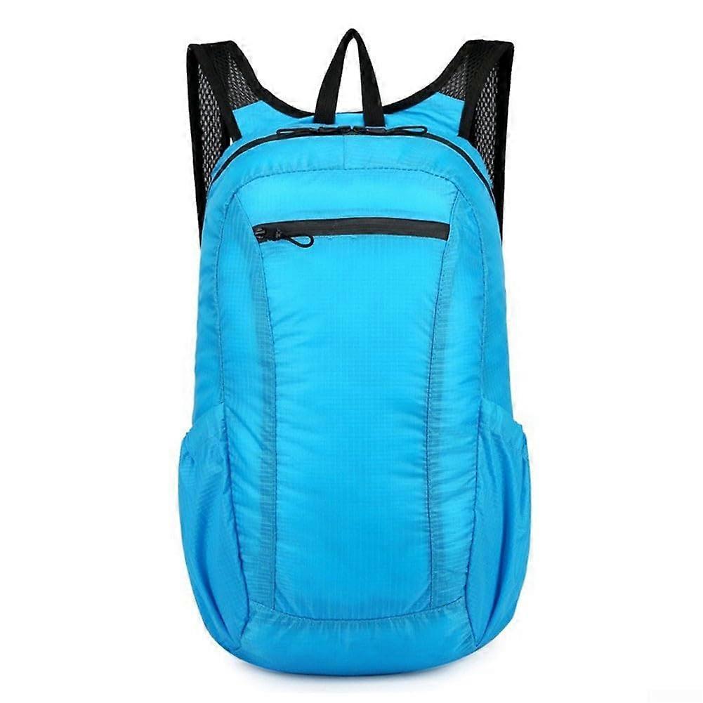 Waterproof 20L Foldable Hiking Backpack with Breathable Straps for Camping, Ultralight Nylon Blue