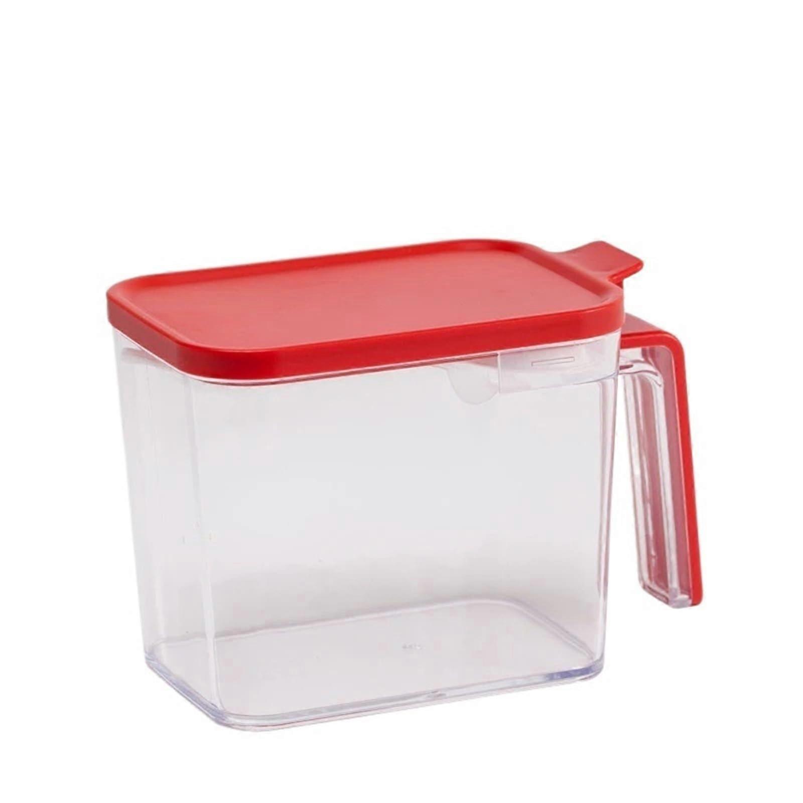 Spice Seasoning Jars Set of 2 with Spoons, 600ml Transparent Containers for Salt, Sugar, Pepper Storage Kitchen Accessories (Red)