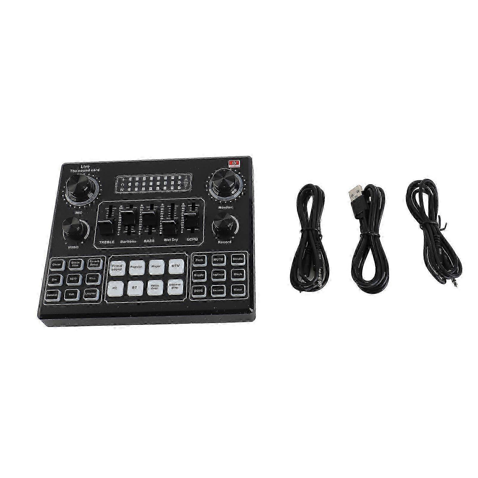 V9 Bluetooth Sound Card Stereo Audio Mixer for Computer Game Mobile Phone Live BroadcastHwy