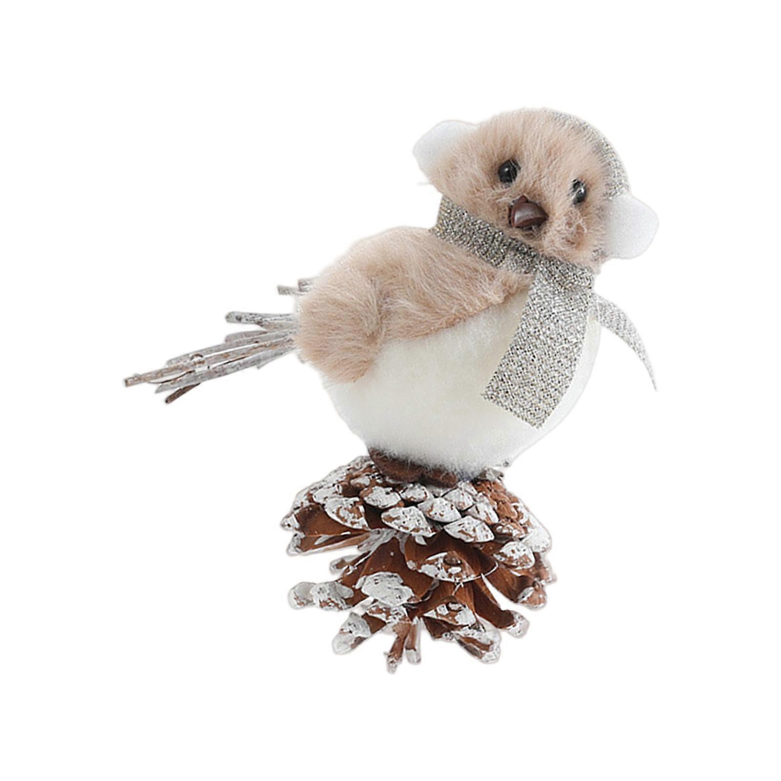 Holiday Bird Decoration With Realistic Branch Pinecone Accent Home Accessory Multifunctional Christmas Ornament Set Multicolor