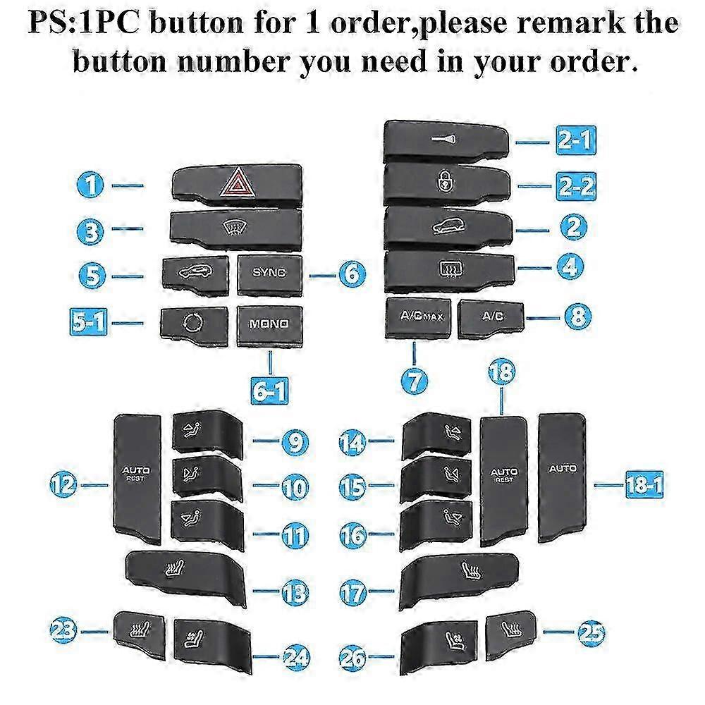 Car Interior Central Control Function Buttons Air Conditioning Button Caps For Porsche Cayenne 7P5 Panamera 970 Macan 95B~5311