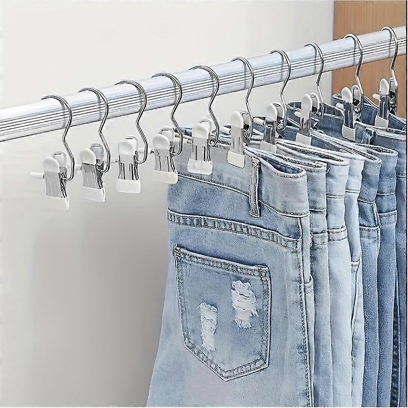 20pcs  Multi-Use Clips with Hooks - Portable Hangers for Laundry, Pants, Hats & Skirts - 360° Rotating Storage Organizer - Space Saving Hang