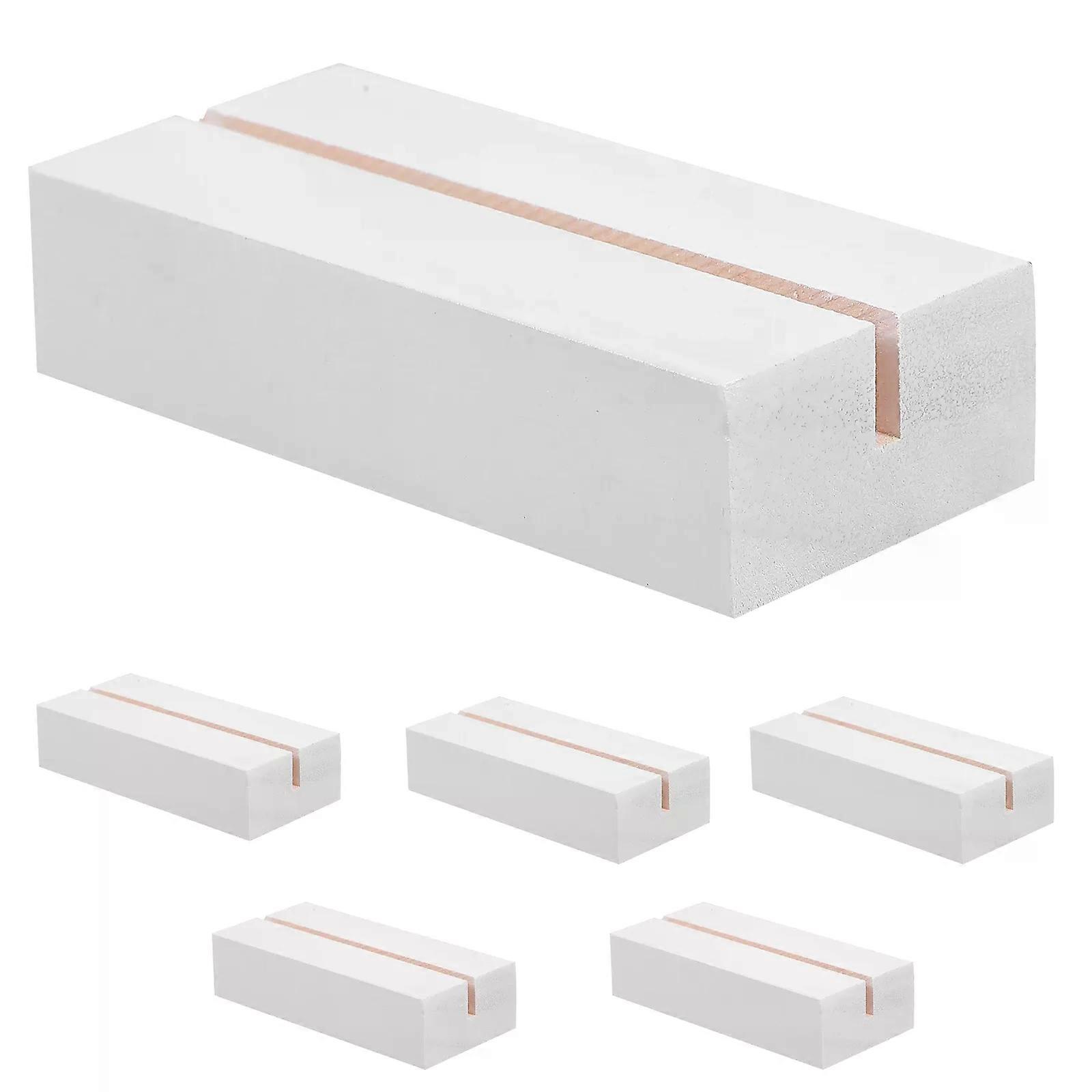 6 Pcs White Wood Place Card Holder Rustic Table Name Stand Retro Wedding Display Base Photo Message