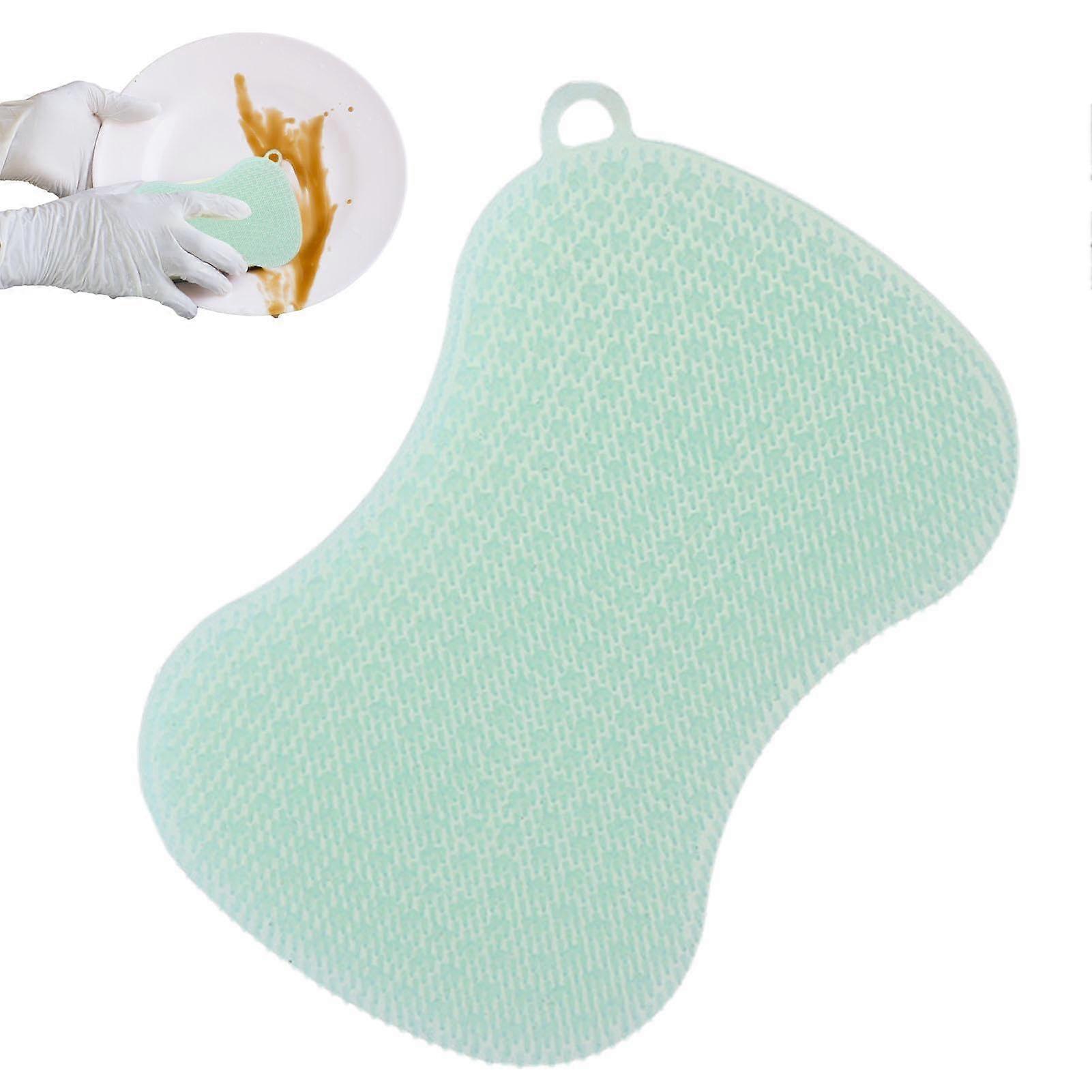 Silicone Dish Scrubber QuickDrying Kitchen Sponge for Pot Pan Bowl Cleaning Green