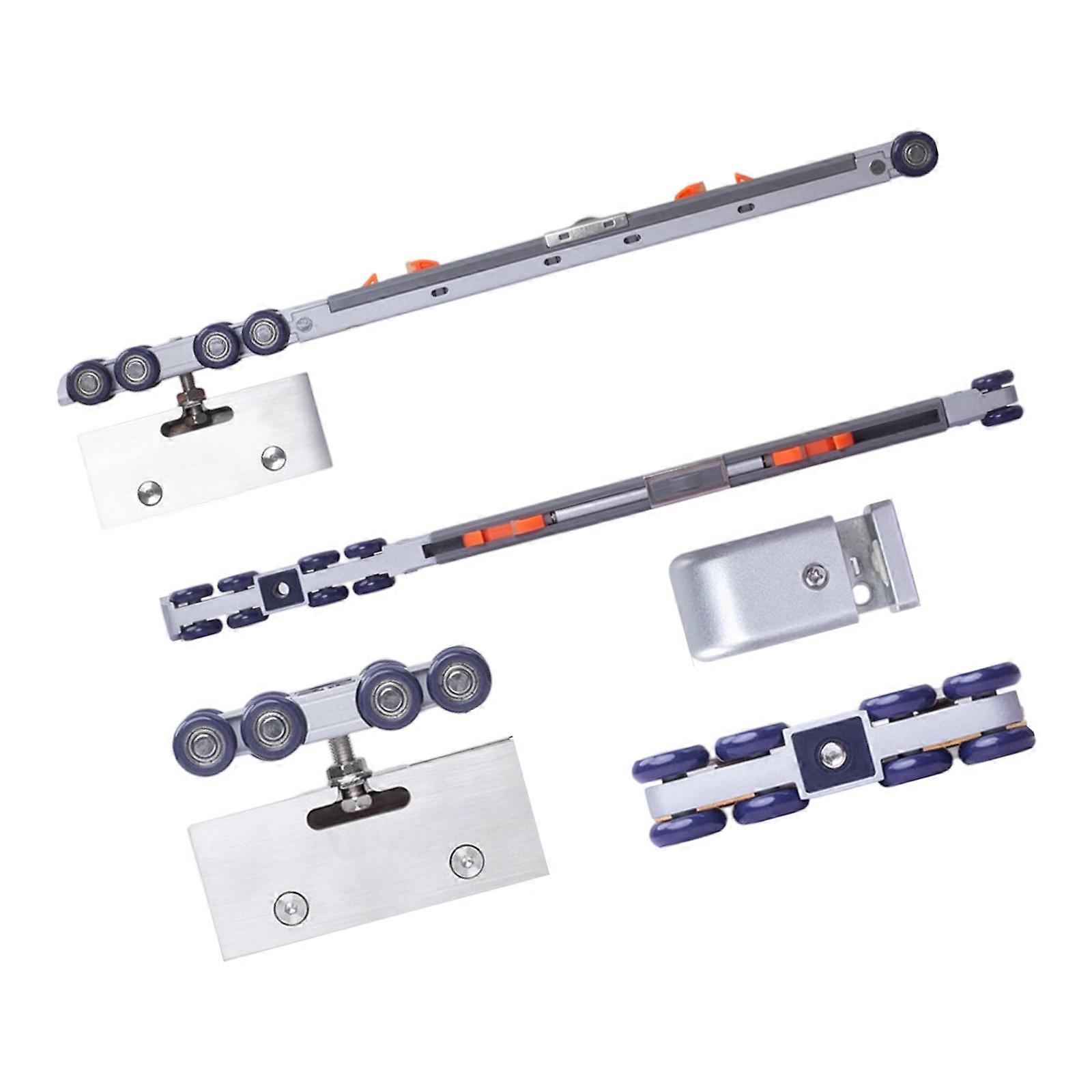 Poulie pour porte coulissante en verre sans cadre, en acier inoxydable, avec amortisseur et rouleau silencieux pour un fonctionnement fluide, multicolore.