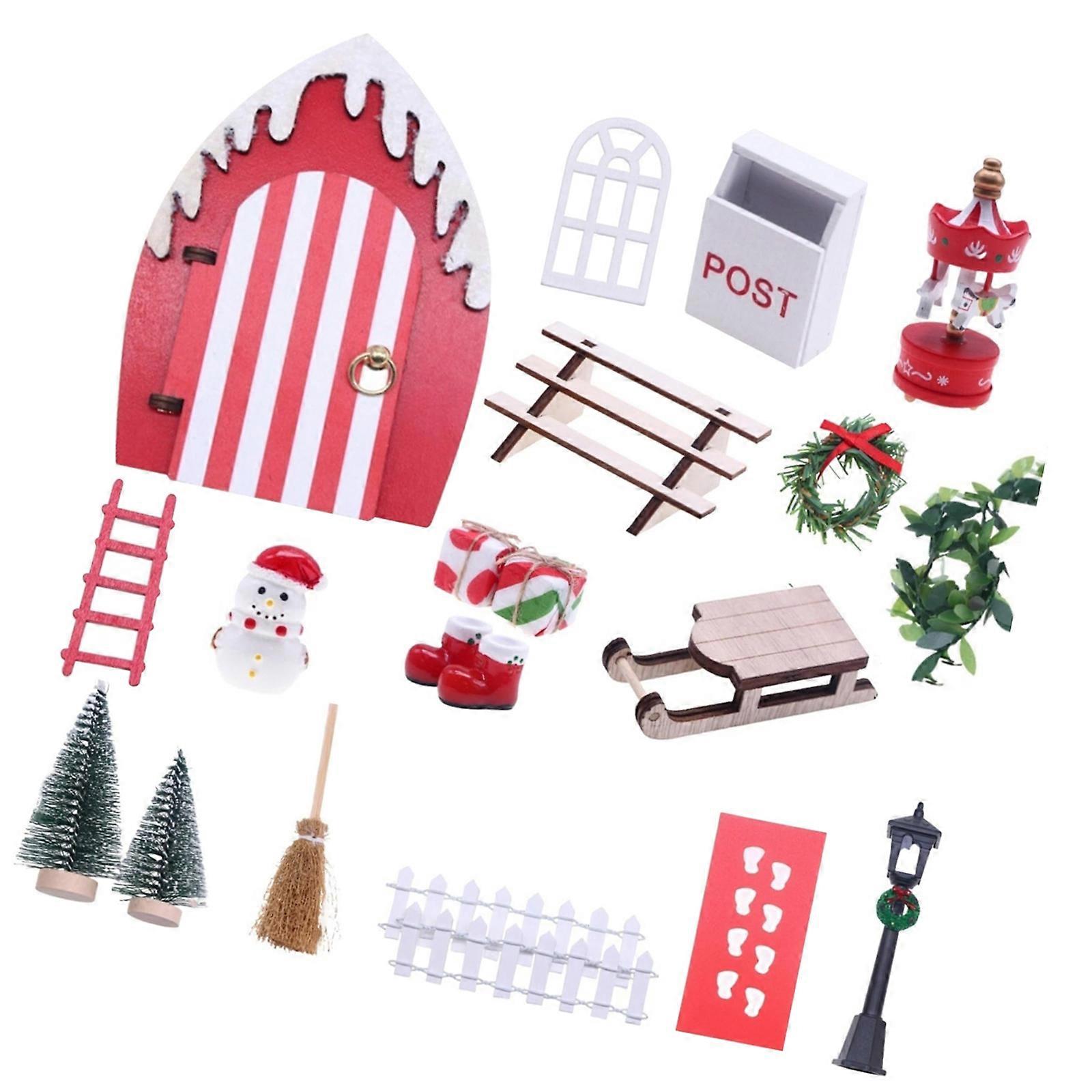 Christmas Hobgoblin Garden Addition Set With 21 Tiny Deck Divisions For DIY Holiday Art And Worktop Locations Multicolor