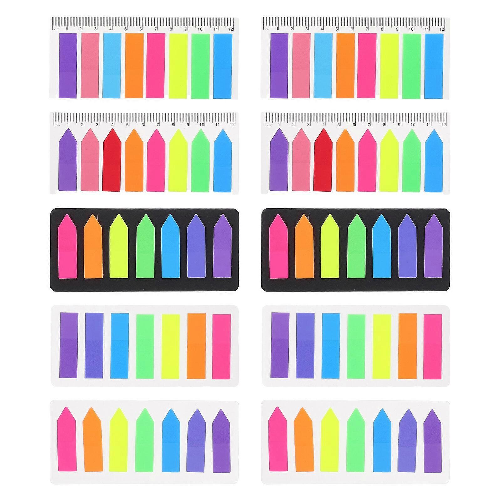 Hims 10 Sets Plastic Sticky Tabs Fluorescent Page Tabs Page Markers Book Annotation Tabs