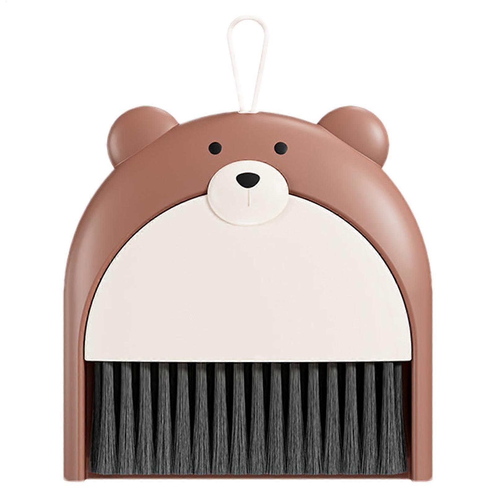 Small Broom and Dustpan Set for Desk and Keyboard Cleaning, PP Brush Pan Combo, Coffee Color