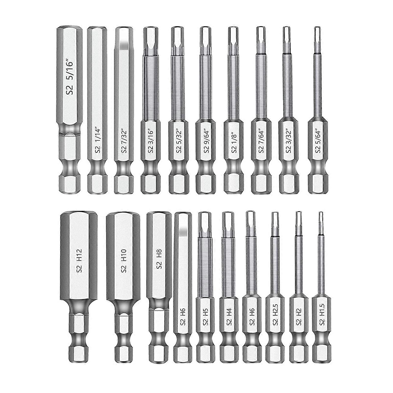Versatile Set of 20 Magnetic Hex Bit Set with 20-Piece Assortment Chrome Plated & Low Magnetic Strength Hex Bit Durable Multicolor