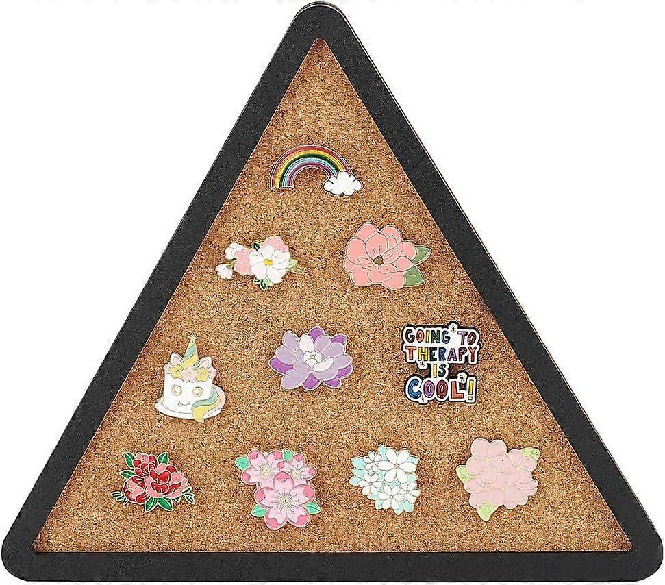 Pin Board Triangle Cork Board Bulletin Display Board Cork Pin Board Cork Badge Display Black Wall Mounted Cork Board for Brooch Pin Storage Home Offic